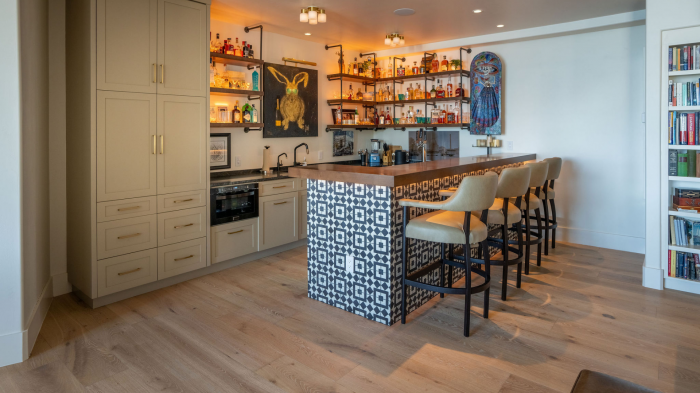 Custom bar with built-ins enhancing organization and design