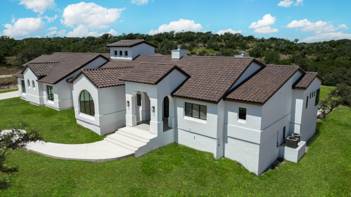 Modern classic luxury home front facade close up