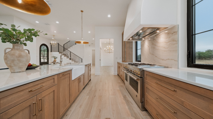 Texas Hill Country custom home with farmhouse kitchen